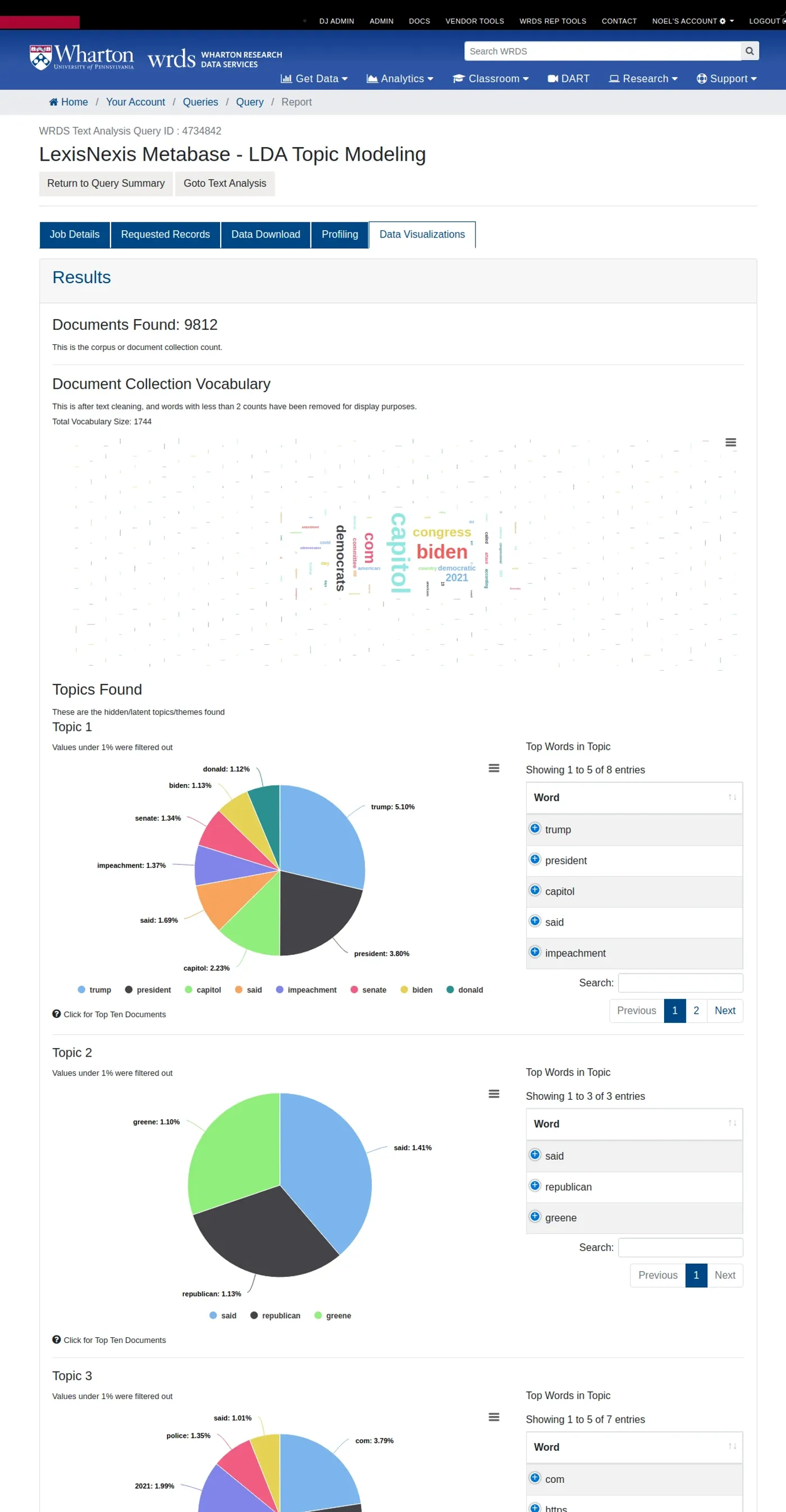 Report output from a completed analytics run