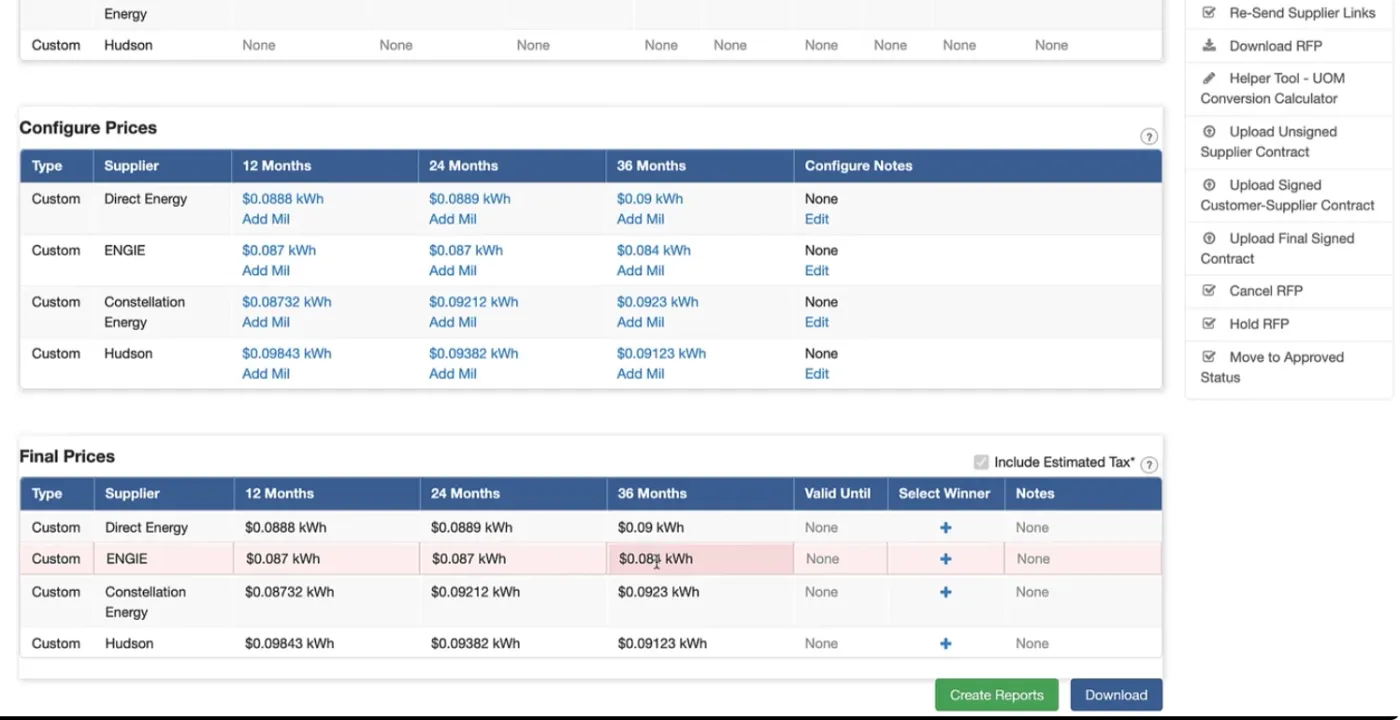 Supplier portal view